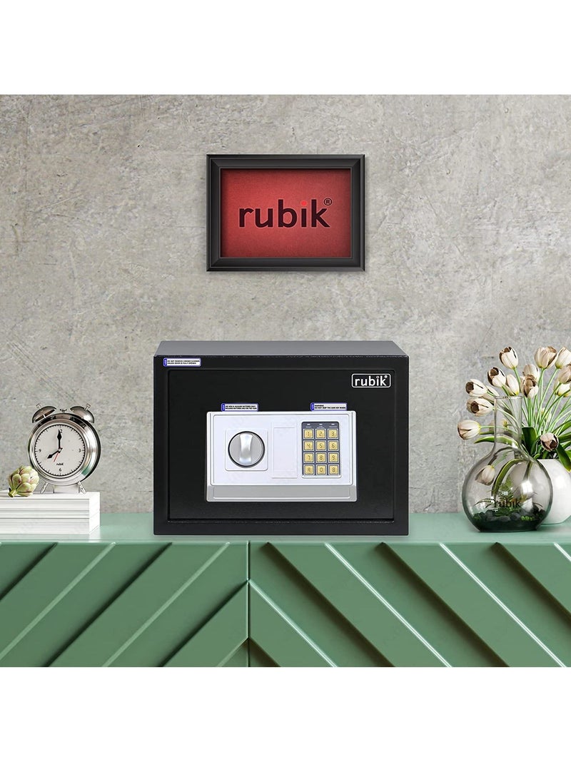 Rubik - Digital Safe Box with Key and Password, A4 Document Size Safety Deposit Box For Home Office Shop (25x35x25cm) Black - Image 1