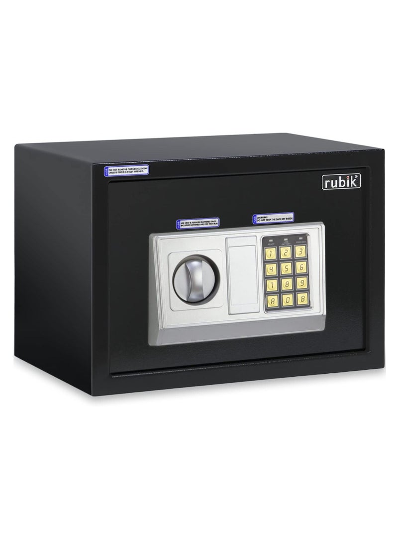 Rubik - Digital Safe Box with Key and Password, A4 Document Size Safety Deposit Box For Home Office Shop (25x35x25cm) Black - Image 1