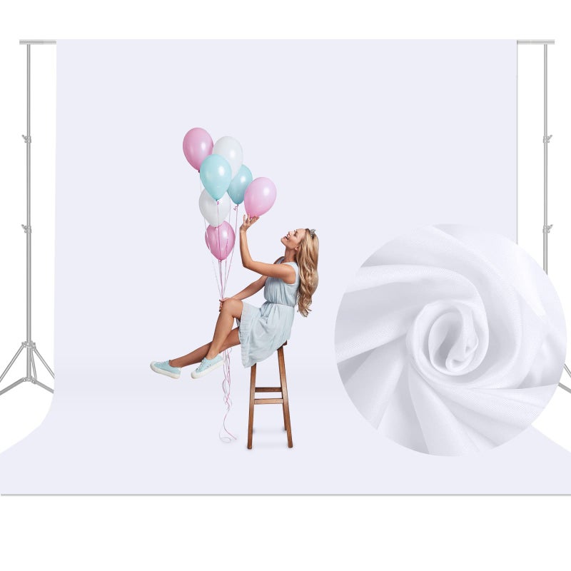Aimosen 10x10 FT White Backdrop Background for Photography, Large Pure Photo Backdrop Curtain Drapes, High Density Screen Backdrops for Party Portrait Photoshoots Booth Video Studio - Image 1