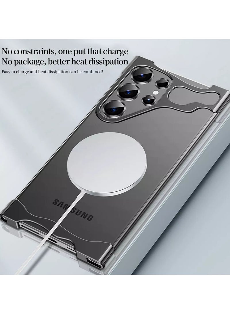 Shaped metal case for Samsung galaxy s24 Ultra, aluminium metal corner cushion, frameless lens cover - Image 3