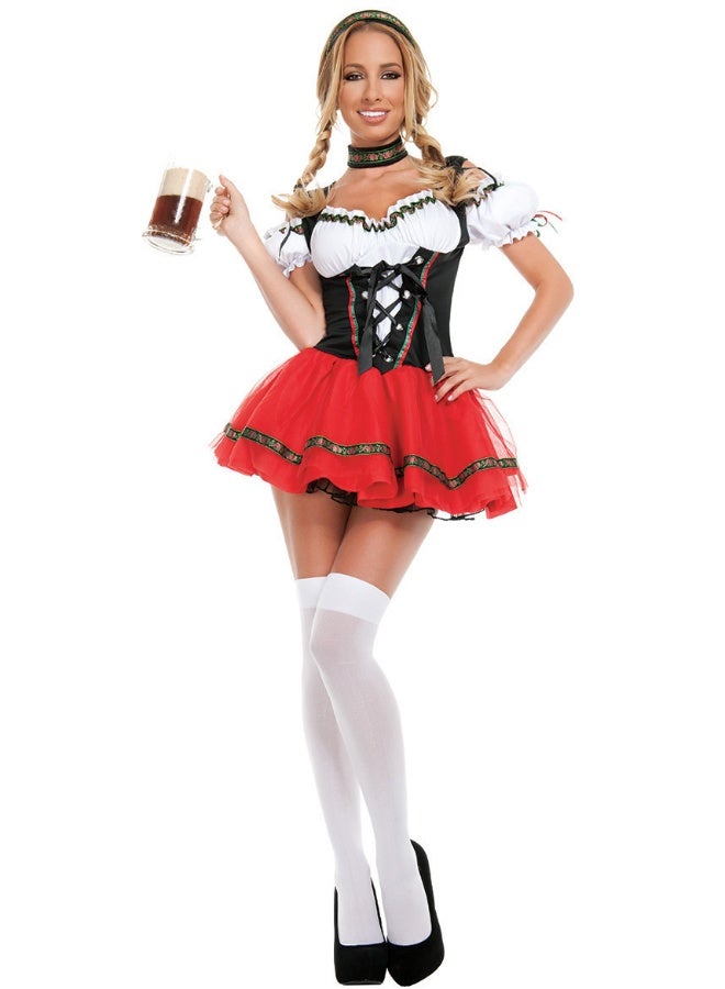 Creations Oktoberfest Outfits Women Costume, German Bavarian Dirndl Dress for Halloween Cosplay Beer Carnival - Image 1