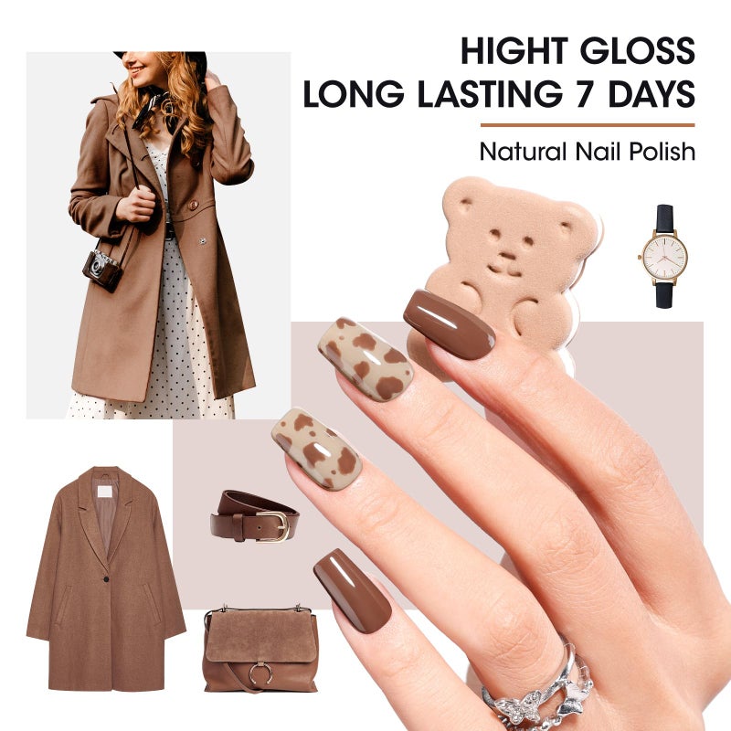 GELLEN Chocolate Brown Nail Polish Set, Fall Winter Brown Regular Nail Polish Quick Air Dry 6 Colors for Fingernail Toe Nails Home Salon Manicure Women Gifts, Not UV Gel, Hema Free, Non Toxic - Image 4