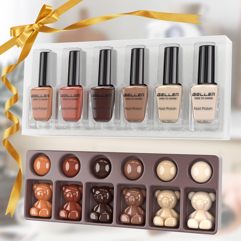 GELLEN Chocolate Brown Nail Polish Set, Fall Winter Brown Regular Nail Polish Quick Air Dry 6 Colors for Fingernail Toe Nails Home Salon Manicure Women Gifts, Not UV Gel, Hema Free, Non Toxic - Image 3