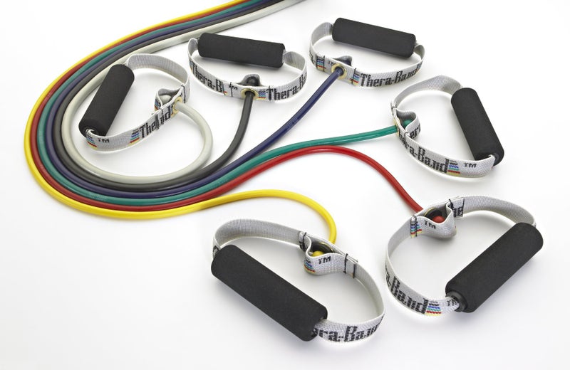 TheraBand أنابيب مقاومة THERABAND مع مقابض ناعمة باللون الأسود - مستوى خاص ثقيل 50 - أحزمة مقاومة مطاطية للتمارين الرياضية - أحزمة تمرين احترافية للجسم العلوي والسفلي - مستويات ملونة - Image 3