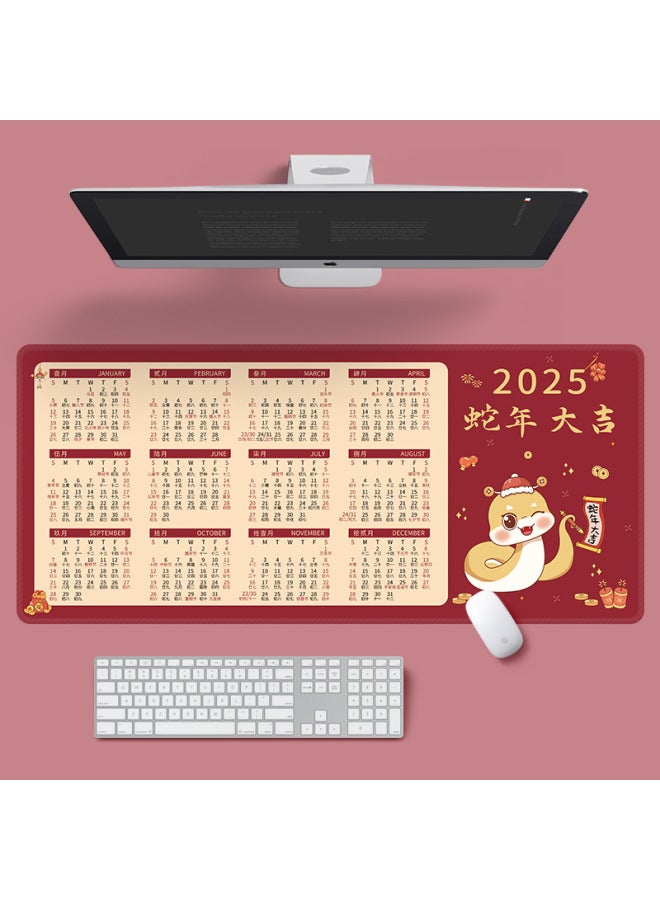 2025 Year Of The Snake Calendar Mouse Pad Super Large Non-slip Washed Gift Office Desk Calendar Calendar Monthly Calendar Table Pad Wholesale-Color:800*300*2mm-Pattern:Annual Calendar - Good Luck In The Year Of The Snake  - Image 1