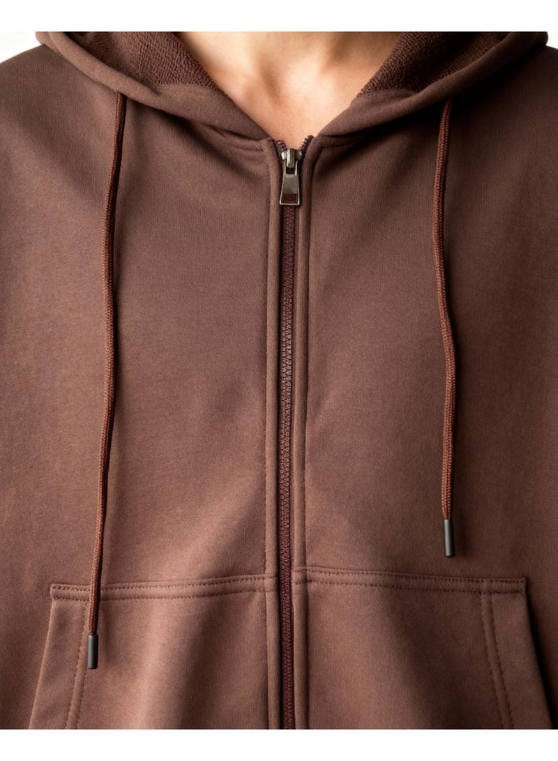 Feathers Oversized Men’s Zip-Up Hoodie 100% Cotton for Winter - Image 2