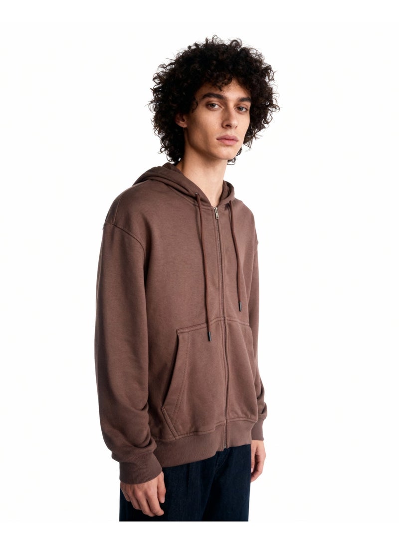 Feathers Oversized Men’s Zip-Up Hoodie 100% Cotton for Winter - Image 1