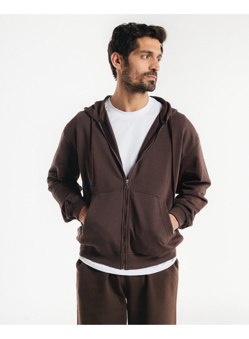 Feathers Oversized Men’s Zip-Up Hoodie 100% Cotton for Winter - Image 1