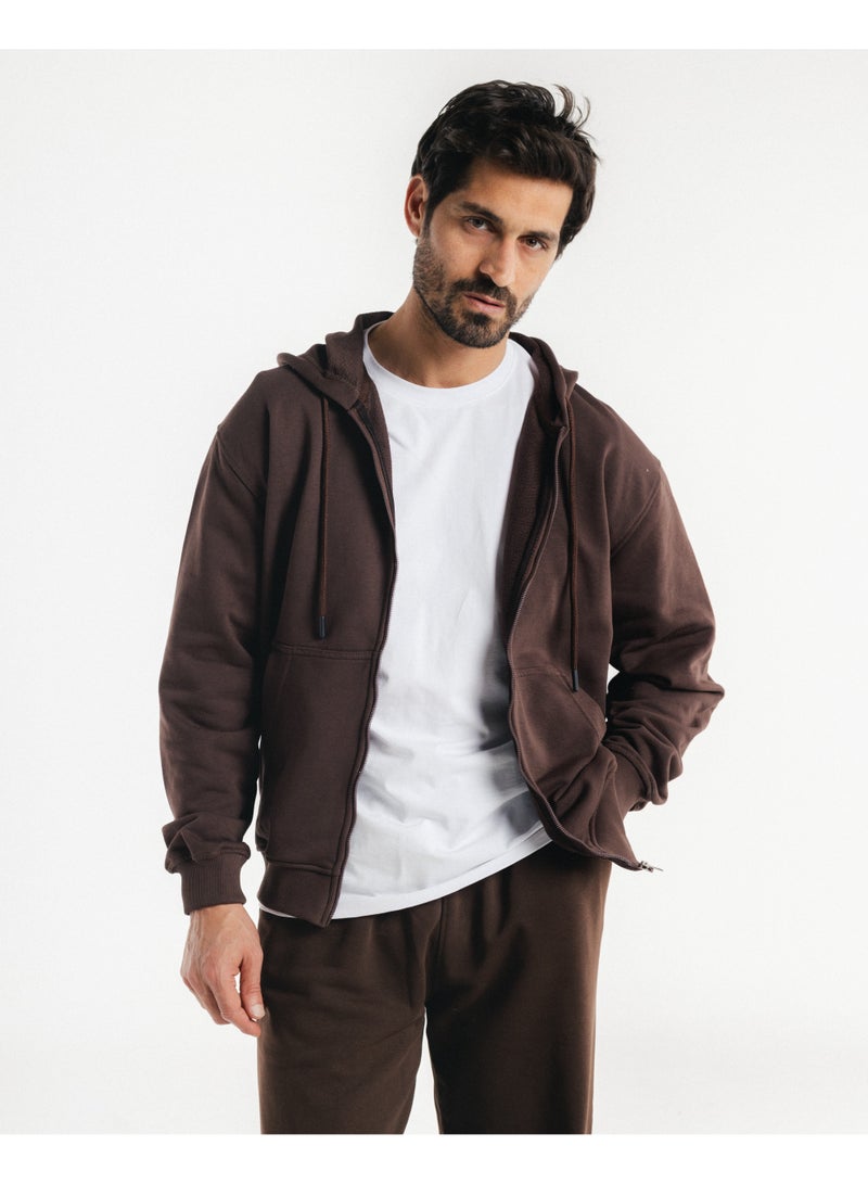 Feathers Oversized Men’s Zip-Up Hoodie 100% Cotton for Winter - Image 3