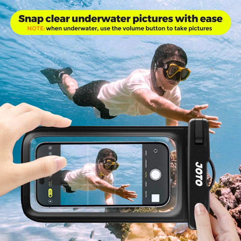 JOTO 2 Pack Universal Waterproof Phone Case for iPhone 17 Air 16 15 14 13 12 11 Plus Pro Max, IPX8 Cellphone Dry Bag XR X SE, Galaxy S23 S22 S21 S20+ S20 S10 Plus Note, Pixel up to 7" -Black - Image 3