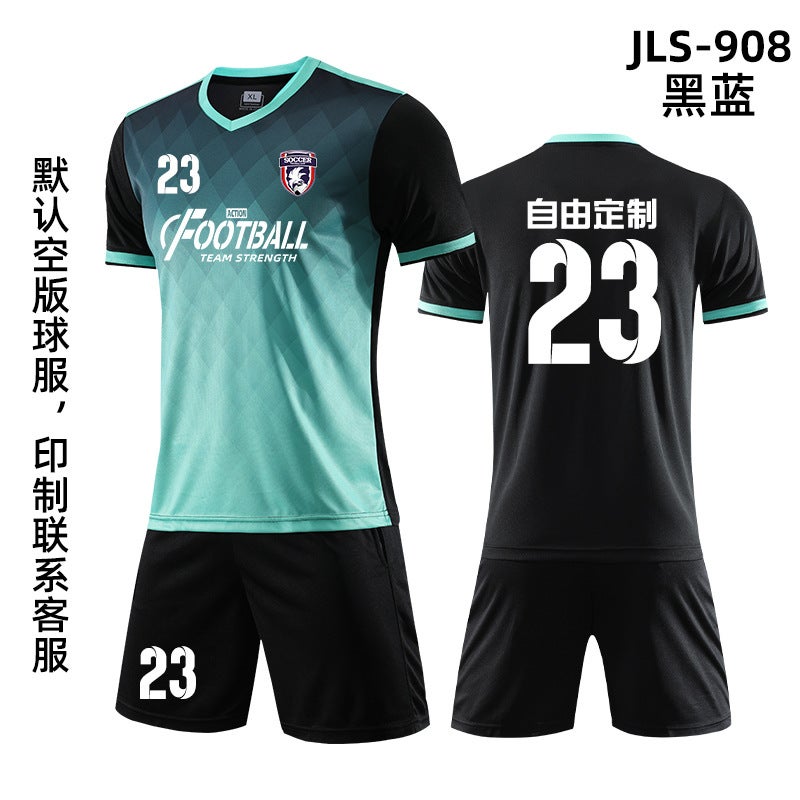 Generic Football Jersey male student competition clothes team uniform training clothing childrens football sports suit football uniform printing Black and Blue 