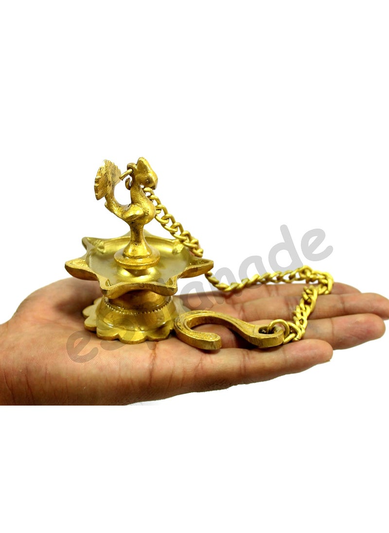 ESPLANADE ESPLANADE Brass Peacock Wall Hanging Diya Standard Golden 2 Piece  - Image 5