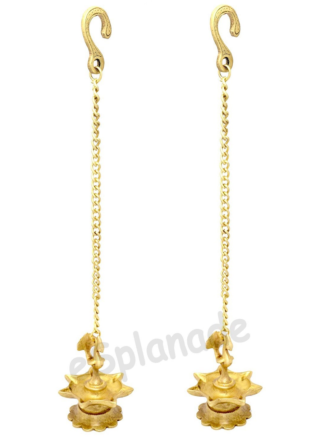 ESPLANADE ESPLANADE Brass Peacock Wall Hanging Diya Standard Golden 2 Piece  - Image 4