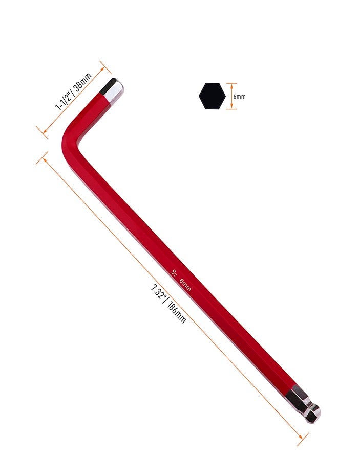 FOCMKEAS 6mm Ball End Hex Key Allen Wrench,Internal Hexagonal Wrench, L Shaped Long Arm S2 Steel Repairing Tool，Red - Image 3