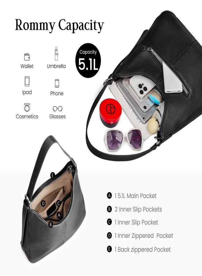 befen Genuine Leather Hobo Bags for Women, Soft Real Leather Women's Shoulder Bag Handbags, Leather Shoulder Hobo Purse Designer Bags with Adjustable Strap for Daily Work Travel Fall Fashion, Black - Image 5