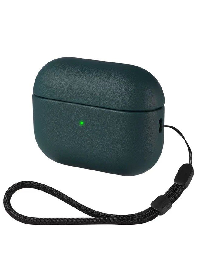 روك بو Airpods برو 2 ، مع الجلد سيليكون القضية ، واجهة LED الضوء المرئي ، متوافق مع الجيل الثاني من Airpods برو الأخضر الداكن - Image 1