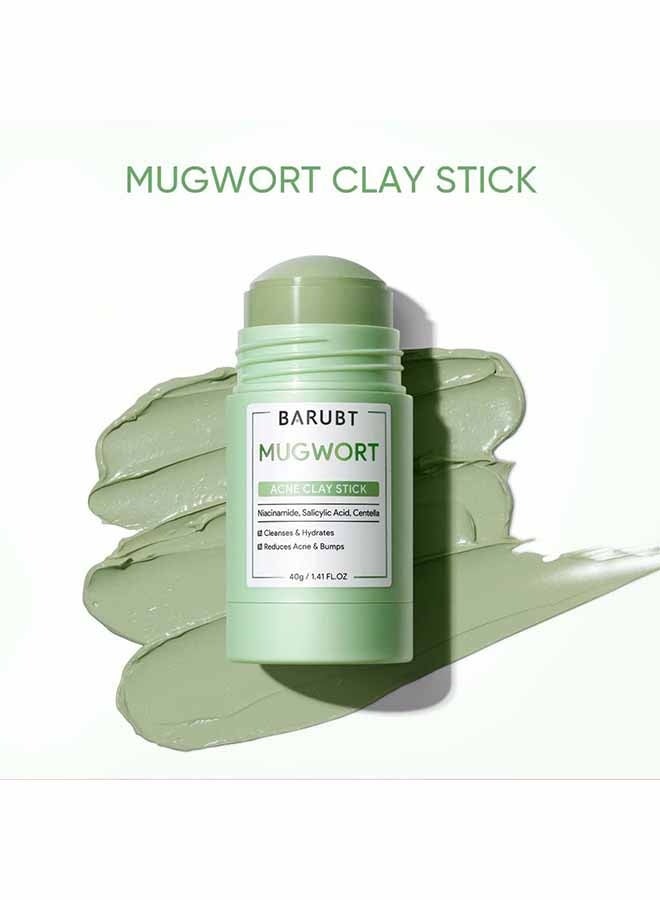 BARUBT Mugwort Acne Clay Stick, Mugwort Anti Pores And Acne Clay Mask, Cleansing Mask Mud Mask For Men And Women, Moisturizing Oil Control Shrink Remove Blackheads, Shrink Pores, Improve Skin Tone 40g - Image 2