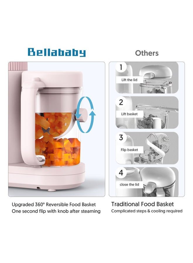 Bellababy محضر طعام للأطفال، خلاط وبخار مع سلة بخار قابلة للعكس، سهل التشغيل بزر واحد وفتحة كبيرة للتنظيف - Image 2