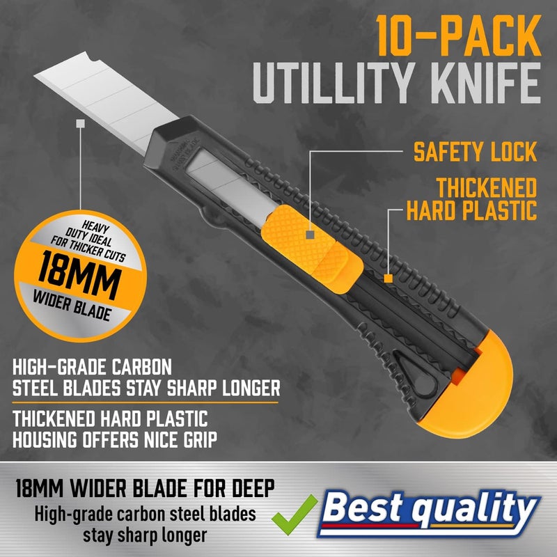 Amartisan 14-Piece Retractable Box Cutter, Utility Knifes for Boxes, Cartons, Cardboard Cutting, 18mm & 9mm Wide Blade Cutter, Very Suitable for Office and Home Use. - Image 2