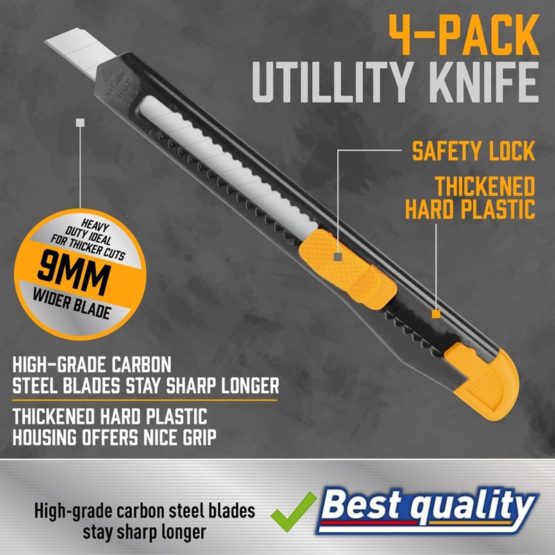 Amartisan 14-Piece Retractable Box Cutter, Utility Knifes for Boxes, Cartons, Cardboard Cutting, 18mm & 9mm Wide Blade Cutter, Very Suitable for Office and Home Use. - Image 3