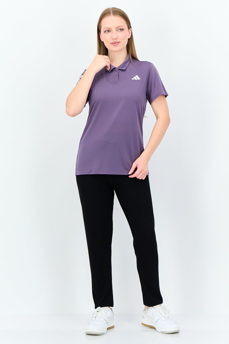 Adidas تي شيرت رياضي نسائي قصير الأكمام خارجي، بنفسجي - Image 3