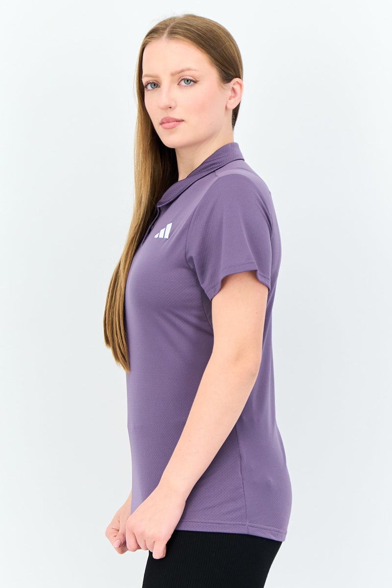 Adidas تي شيرت رياضي نسائي قصير الأكمام خارجي، بنفسجي - Image 2