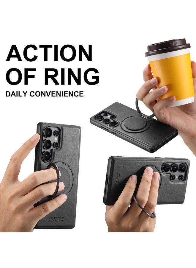 Suteni Case For Samsung Galaxy S23 5G G3 Oil Wax 360 Rotation Holder MagSafe Back Phone Case - Image 4