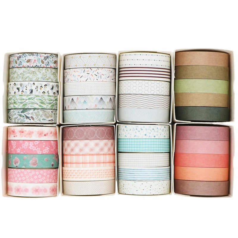 Knaid 40 Rolls of Slim Washi Tape Gift Box Set, Decorative Paper Tapes 10 mm Wide for Scrapbooking, DIY Arts and Crafts, Bullet Journal, Planner, Junk Journal, Notebooks (Pastel) - Image 1