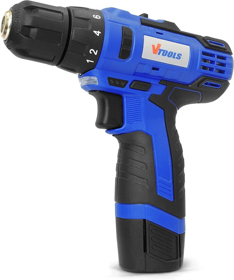 VTOOLS 12V Cordless Drill Driver With 1.5 Ah Lithium-Ion Battery, 1 Charger & 2 Battery, 2-Variable Speed, 10Mm Chuck, Built-In Led Light, Carrying Case, Blue, Vt1202-Bmc - Image 5