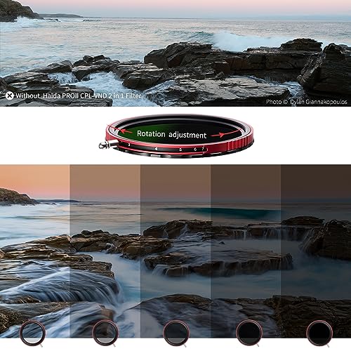 Haida 67mm VND+CPL 2 in 1 ND8-ND128 Adjustable Filter (3-7 Stops) for Camera Lens, Multi-Coating Nano-Coating Polarizer + Variable Neutral Density Filter (Pro II-Series) - Image 4