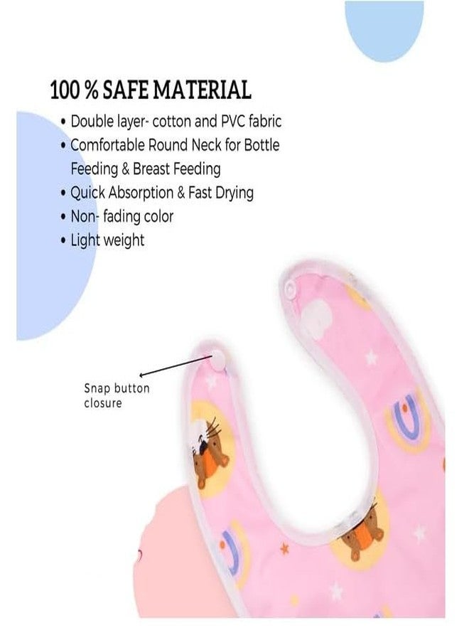 MEDIVEDHA Soft Terry Cotton Bibs for Baby with Comfortable Round Neck for Bottle & Breast Feeding Babies| Quick Absorption | Waterproof, Washable & Adjustable (0 to 3 Years) (Multi, Set of 2) - Image 2