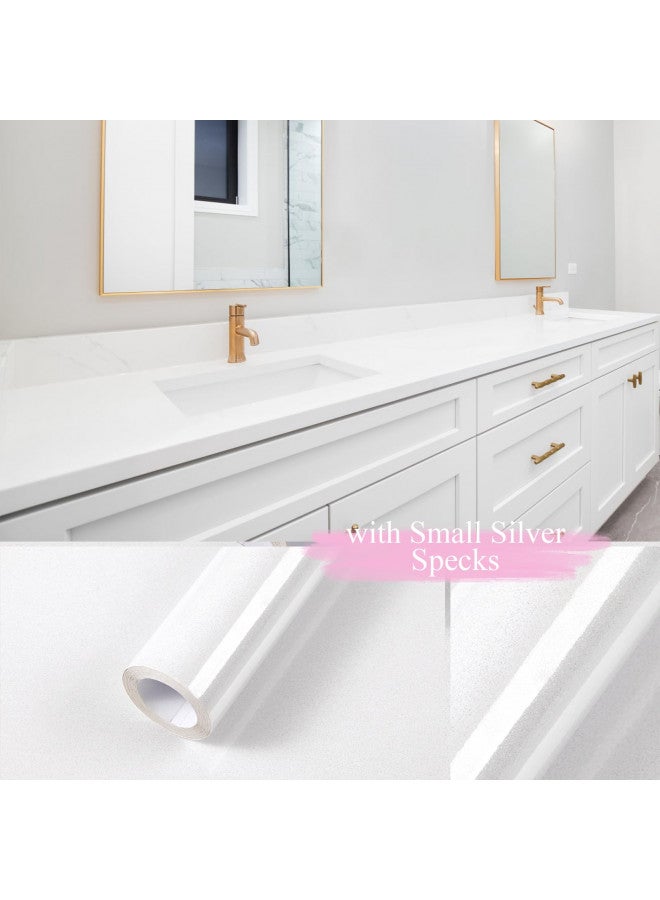 TANONE White Wallpaper 23.6" x 216.5" Self Adhesive Removable Iridescent Glitter Vinyl Film Decorative for Countertops Cabinets Wardrobe Dressing Table Easy to Clean - Image 4