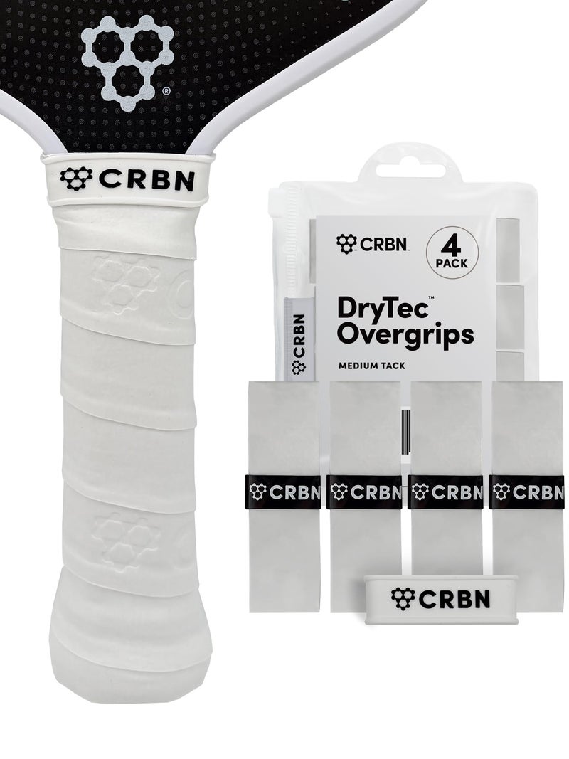 CRBN Pickleball - Drytecâ„¢ Overgrips - Pickleball Paddle Grip Tape - Absorbs Shock & Moisture - 4-Pack, White - Image 1