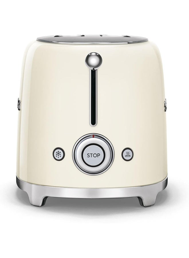 Smeg TSF01CRUK, 50's Retro Style 2 Slice Toaster,6 Browning Levels,2 Extra Wide Bread Slots, Defrost and Reheat Functions, Removable Crumb Tray, Cream 950 W TSF01CRUK Beige/Silver - Image 4