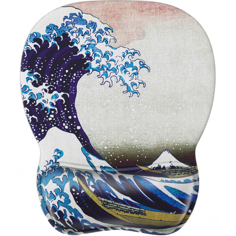 MROCO Ergonomic Mouse Pad with Gel Wrist Rest, Smooth Wrist Support Surface, Non-Slip PU Base for Pain Relief, Comfortable Mousepad for Computer, Laptop, Office & Home, 9.4 x 8.1 in, Great Wave - Image 1