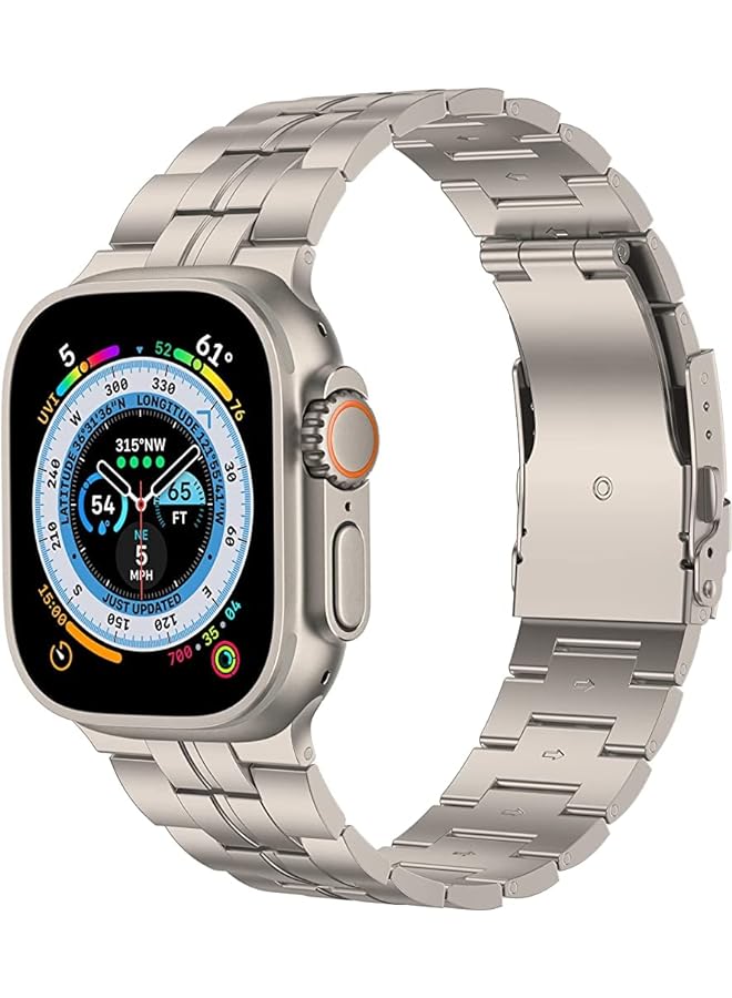 Dado Titanium Midline Metal Watch Band Compatible With Watch Series Ultra 2 9 8 Ultra 8 7 6 5 49 45 44 42 Mm Double Button Clasp Design For Iwatch - Image 1