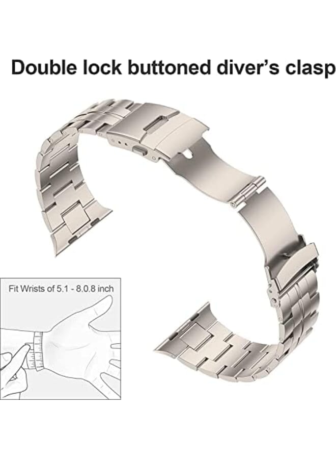 Dado Titanium Midline Metal Watch Band Compatible With Watch Series Ultra 2 9 8 Ultra 8 7 6 5 49 45 44 42 Mm Double Button Clasp Design For Iwatch - Image 2