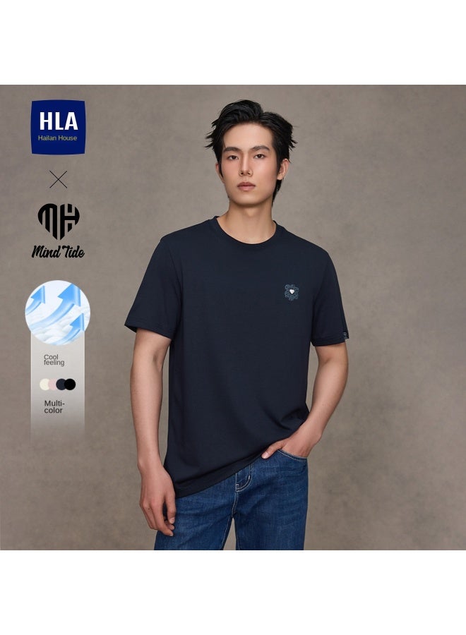 HLA Antibacterial & Anti-mite Cooling】25 Summer Yixin Series Foam Printed Round Neck Men's Short-sleeve T-shirt - Image 2