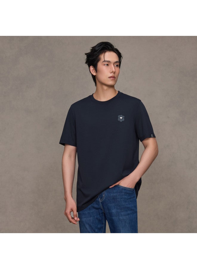 HLA Antibacterial & Anti-mite Cooling】25 Summer Yixin Series Foam Printed Round Neck Men's Short-sleeve T-shirt - Image 4