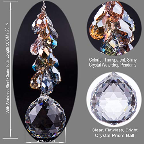 Pedobo 40mm Crystals Ball Prisms Suncatcher Hanging Ornament Chakra Crystals Rainbow Maker with Colors Crystal Pendants for Home,Office,Garden Decoration - Image 2