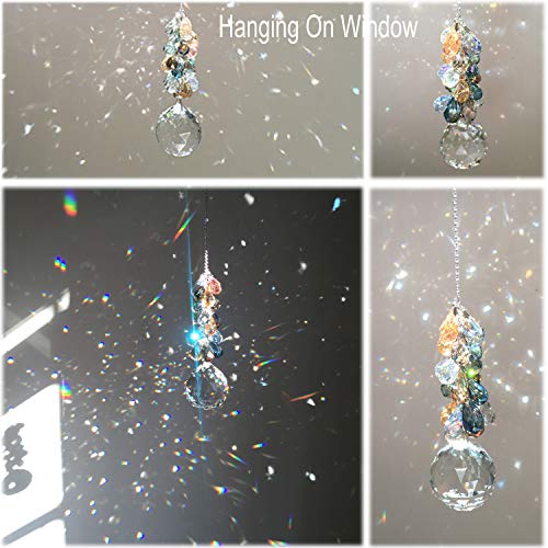 Pedobo 40mm Crystals Ball Prisms Suncatcher Hanging Ornament Chakra Crystals Rainbow Maker with Colors Crystal Pendants for Home,Office,Garden Decoration - Image 5