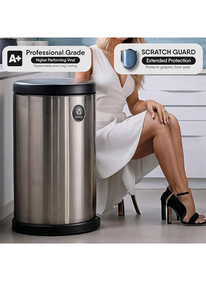 Home Trove Vinyl Friend Trash and Recycle Magnets for Kitchen Cans and Recycling Bins, Dual Trash and Recycle Magnet for Garbage Cans, 2 Silver Round Magnetic Sticker, 2.75 x 2.75 Inch Home Outdoor Waste Bin - Image 4