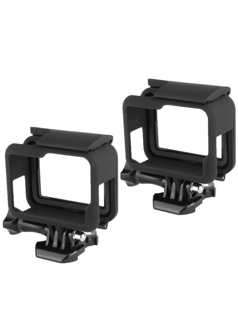 Frame Mount Housing Case, Compatible with GoPro Hero 7/6/5 Black Action Camera Top Open Protective Housing Case with Quick Release Bracket(2 Pcs) - Image 1