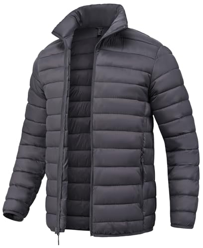 SPOSULEI Mens Puffer Down Jacket Quilted Winter Insulated Packable Jackets Coats Lightweight Water Repellent Outdoor Warm Ski Snow Jacket Outerwear DarkGrey 2XL - Image 1