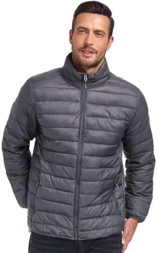 SPOSULEI Mens Puffer Down Jacket Quilted Winter Insulated Packable Jackets Coats Lightweight Water Repellent Outdoor Warm Ski Snow Jacket Outerwear DarkGrey 2XL - Image 2