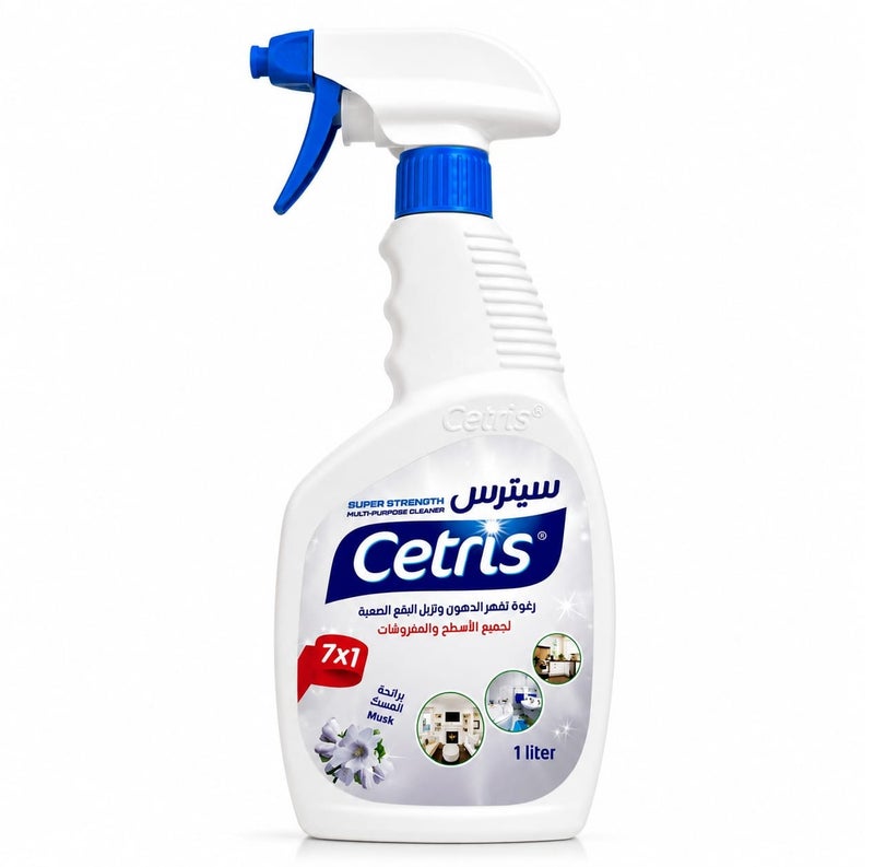 Cetris 7 in 1 Multi-Purpose Foam Cleaner Musk Scent for Tough Grease & Stain Removal on Surfaces and Fabrics 1L - Image 1