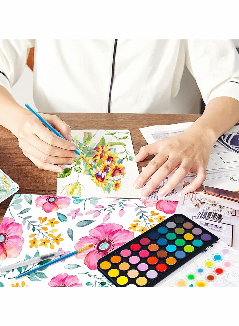 48 Colors Non-toxic Watercolor Paint Set with Brush, Refillable Water Brush Pen & Palette, Washable Paints for Kids, Adults, Artists & Beginners - Image 2