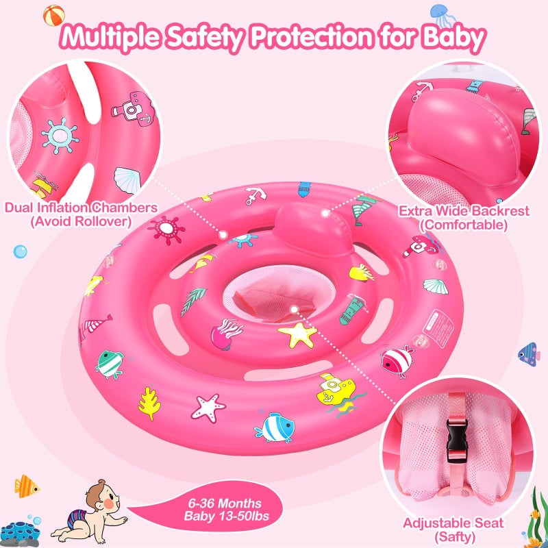 HINZER Baby Pool Float with Canopy, Inflatable Baby Swim Float with UPF50+ Sun Protection, Toddler Infant Pool Float with Toy Play Console Adjustable Safety Seat for Kids Girls Boys Aged 6-36 Months - Image 4
