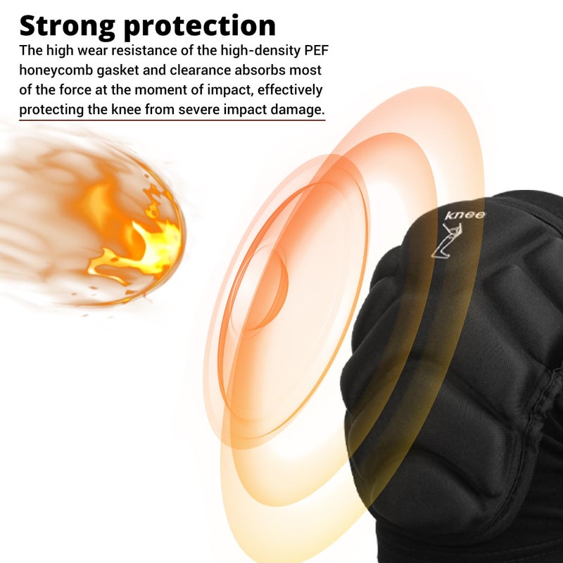 PISIQI Knee Pads Compression Leg Sleeve Knee Brace Sleeve Thickening Anti-Collision Sponge Thick EVA Foam Padding for Basketball, Football & Volleyball Hiking Wrestling Protector Gear (Black, Large) - Image 2