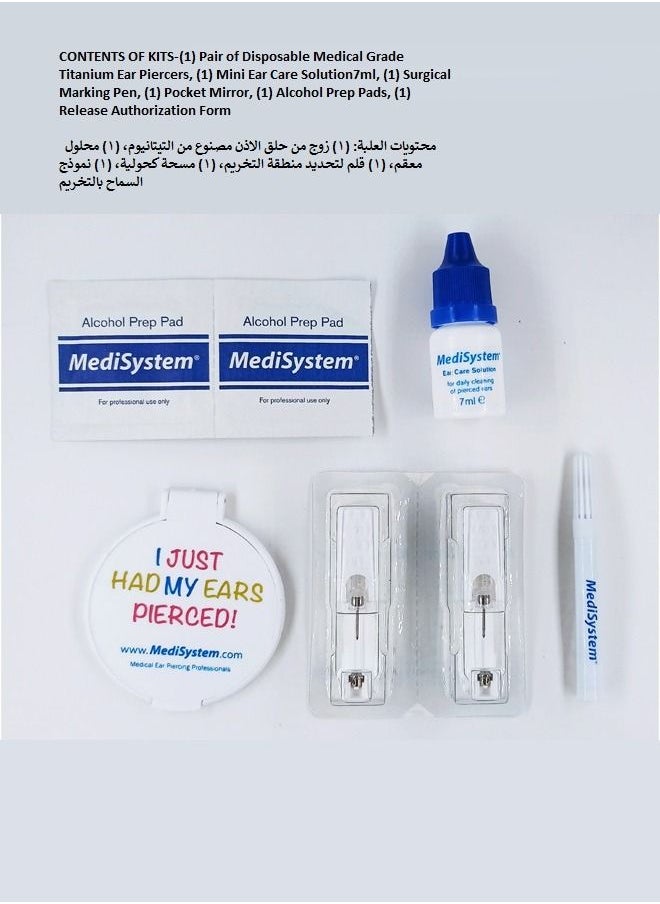MediSystem Ear Piercing kit at Home Made from Blue Titanium 3mm Crystal Bezel Made in USA  - Image 3